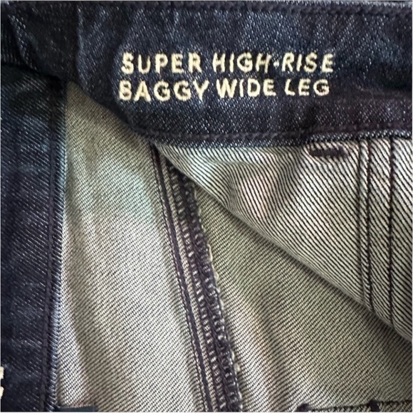 American Eagle Outfitters size 6 blue wash Super high -Rise Baggy wide leg - Picture 8 of 12